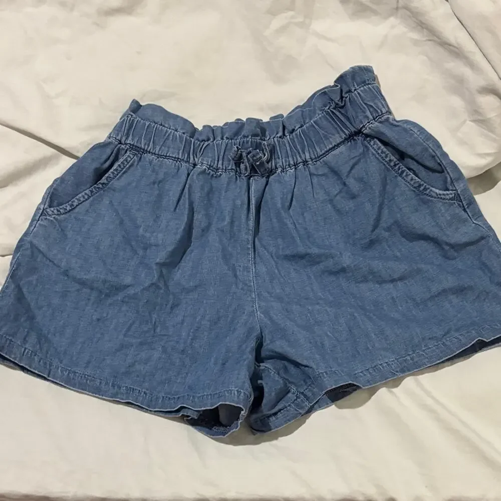 Janie & Jack 8 Blue Denim Shorts 💯cotton elastic waist pullon style euc pockets